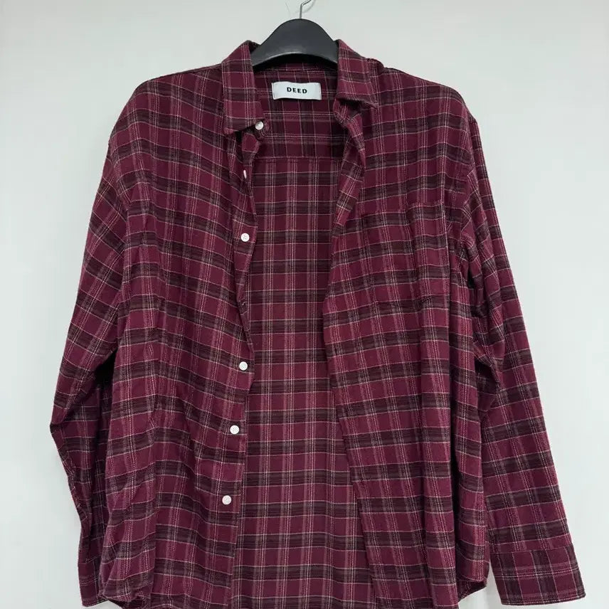 [BUNJANG] Wine Check Pattern Shirt (100-105) / 체크 남방 셔츠 와인색 100-105