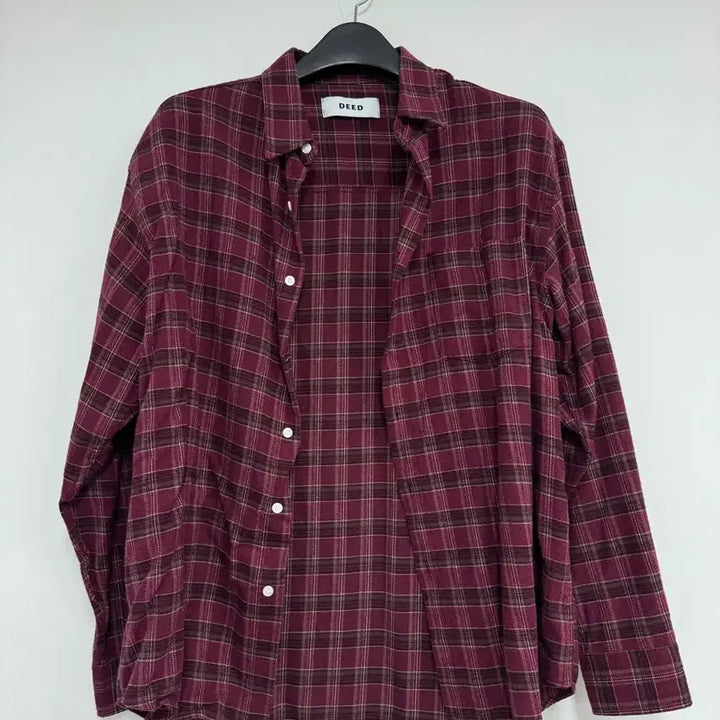 [BUNJANG] Wine Check Pattern Shirt (100-105) / 체크 남방 셔츠 와인색 100-105
