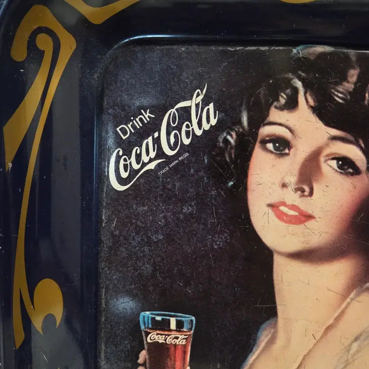 [BUNJANG] Vintage Coca-Cola Tin Tray - 1920s Blue Dress Lady / 빈티지 코카콜라 양철 트레이 - 1920년대 블루 드레스 레이디