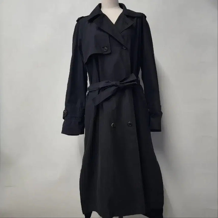 [BUNJANG] System Black Belted Double Trench Coat / [정품/한섬] SYSTEM 시스템 블랙 벨티드 더블 트렌치코트