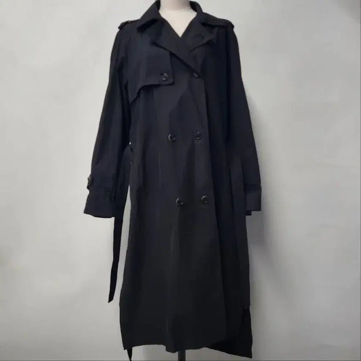 [BUNJANG] System Black Belted Double Trench Coat / [정품/한섬] SYSTEM 시스템 블랙 벨티드 더블 트렌치코트