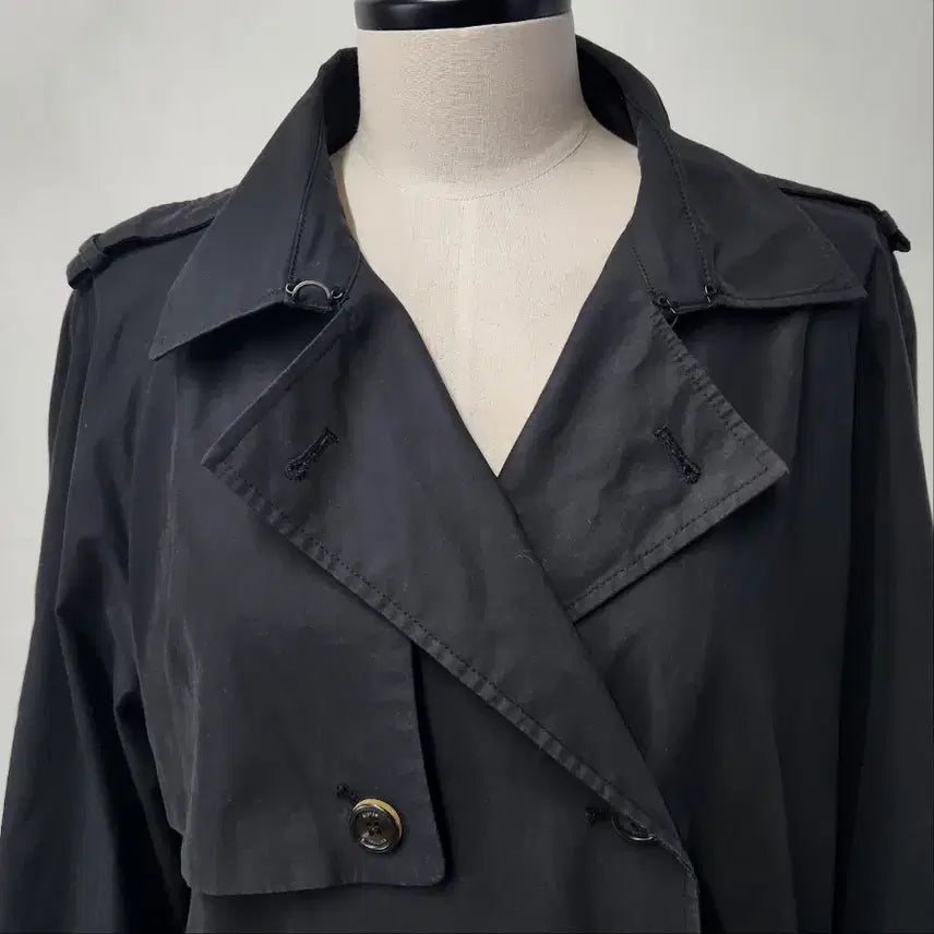 [BUNJANG] System Black Belted Double Trench Coat / [정품/한섬] SYSTEM 시스템 블랙 벨티드 더블 트렌치코트