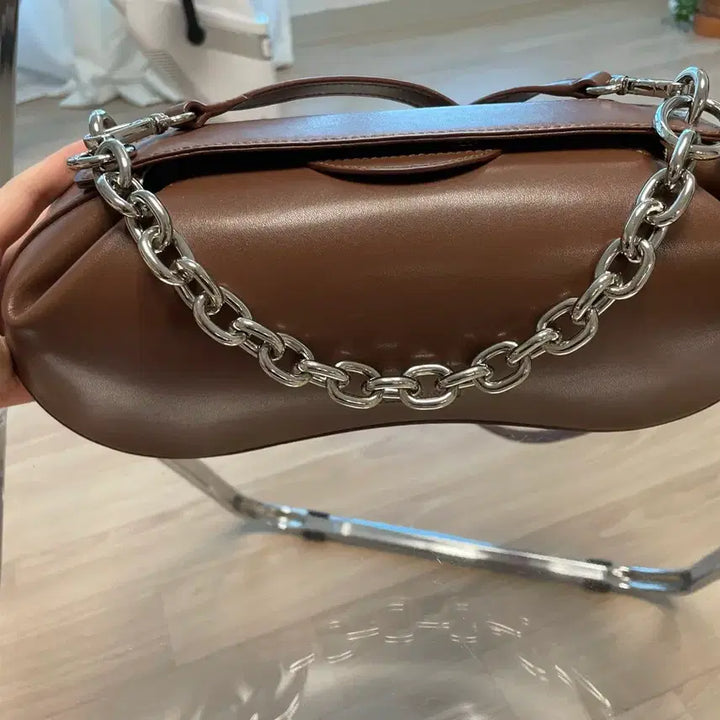 [BUNJANG] Karim Rashid Genuine Leather Chain Crossbody Bag / 카림라시드 소가죽 체인크로스백(새상품)