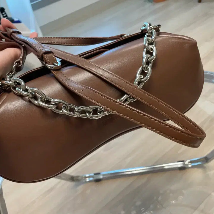 [BUNJANG] Karim Rashid Genuine Leather Chain Crossbody Bag / 카림라시드 소가죽 체인크로스백(새상품)