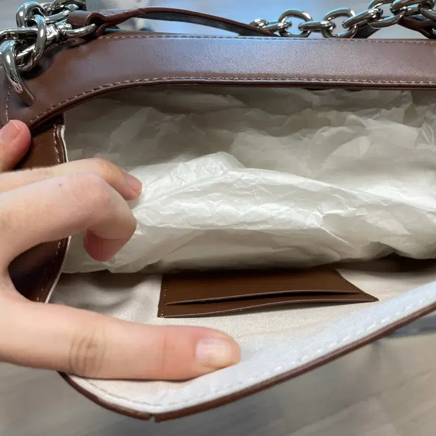 [BUNJANG] Karim Rashid Genuine Leather Chain Crossbody Bag / 카림라시드 소가죽 체인크로스백(새상품)