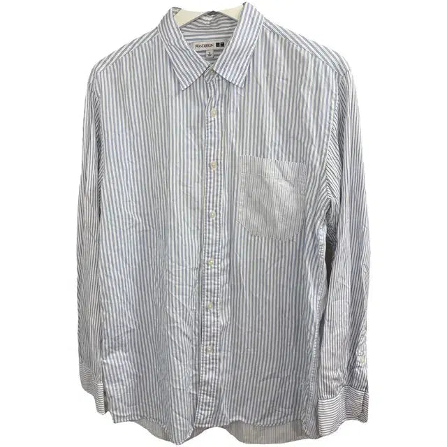 [BUNJANG] Uniqlo Striped Shirt Light Blue L / UNIQLO 유니클로 스트라이프 셔츠 라이트 블루 L