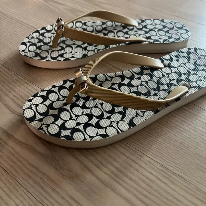 [BUNJANG] Coach Logo Pattern Slides Sandals (245) / 코치 coach 로고 패턴 쪼리 슬리퍼 샌들 + 박스 245
