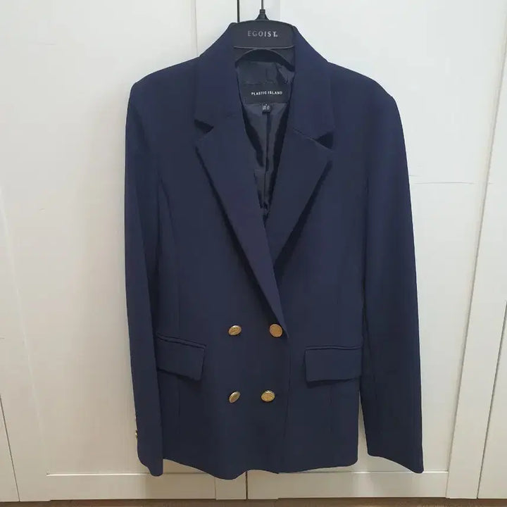 [BUNJANG] Plastic Island Double Jacket Navy Size 55 / 플라스틱아일랜드 자켓 네이비 더블자켓 55