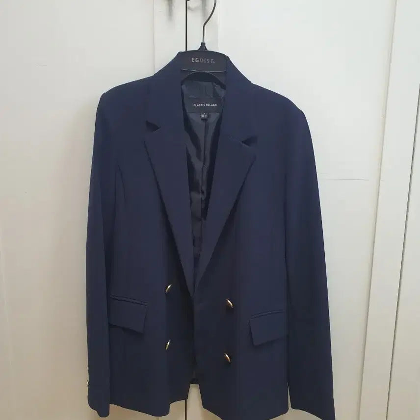 [BUNJANG] Plastic Island Double Jacket Navy Size 55 / 플라스틱아일랜드 자켓 네이비 더블자켓 55