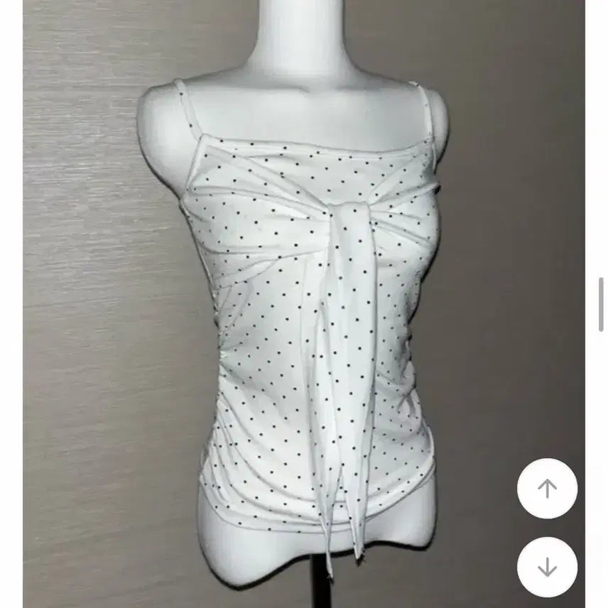 [BUNJANG] Dot Ribbon Sleeveless Top (Gray) / 도트 리본 나시 (회색)