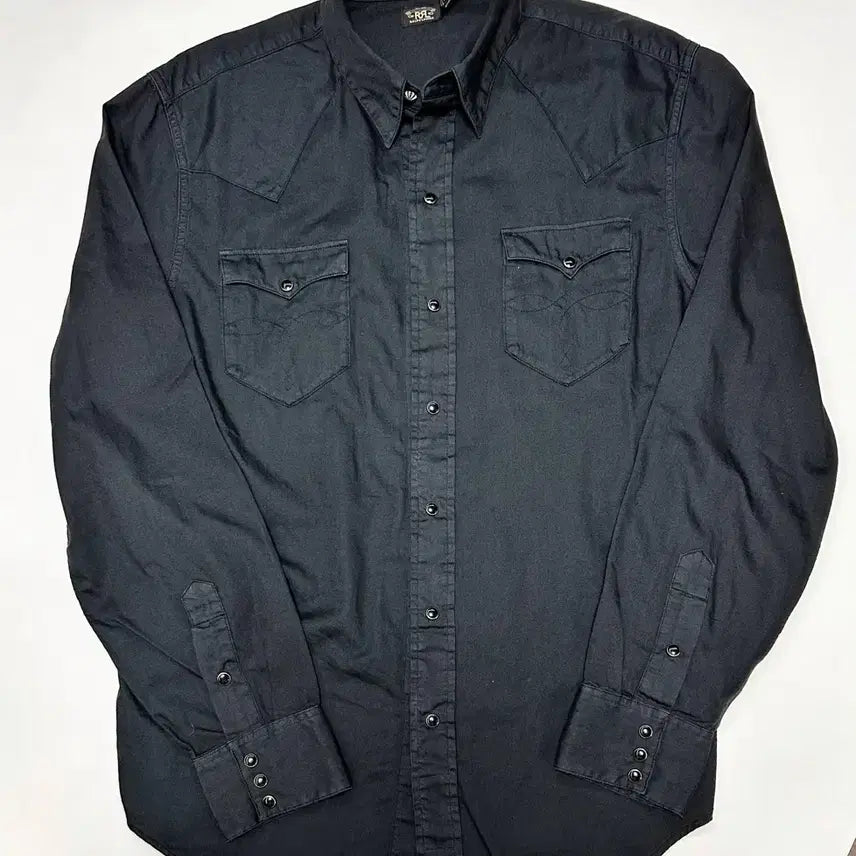 [BUNJANG] RRL Twill Black Western Shirt L / [새상품] RRL 트윌 블랙 웨스턴 셔츠 L