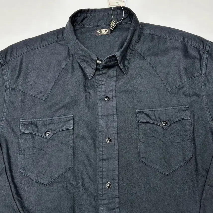 [BUNJANG] RRL Twill Black Western Shirt L / [새상품] RRL 트윌 블랙 웨스턴 셔츠 L