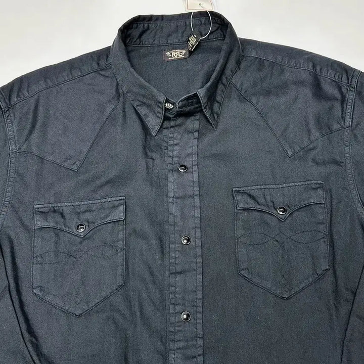 [BUNJANG] RRL Twill Black Western Shirt L / [새상품] RRL 트윌 블랙 웨스턴 셔츠 L