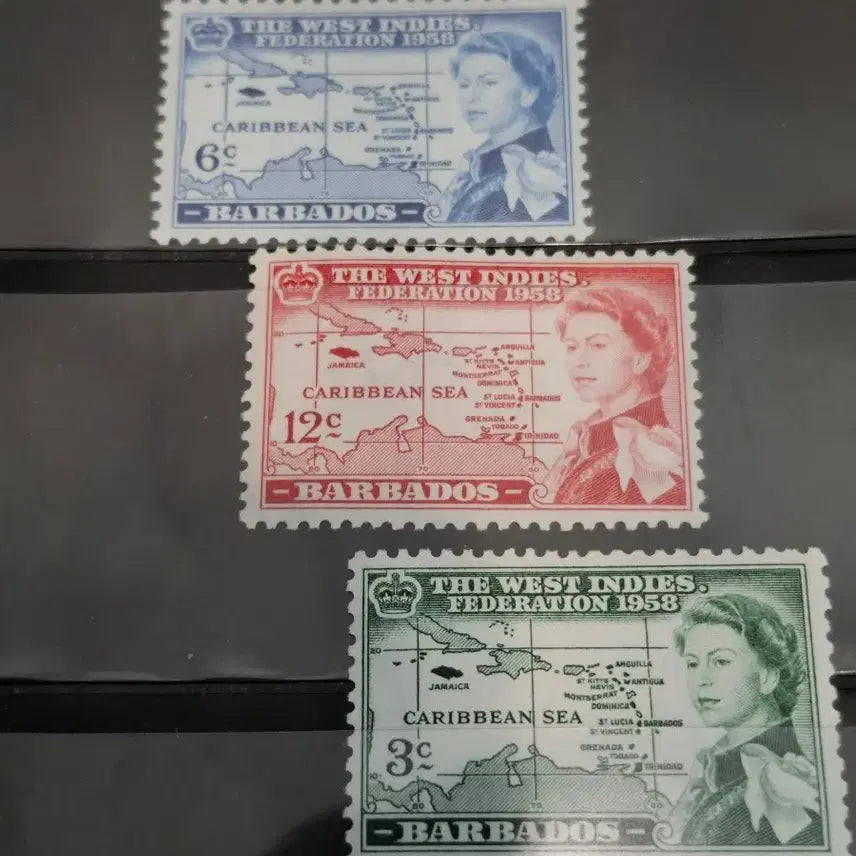 [BUNJANG] Barbados 1958 Queen Elizabeth Accession Commemorative Stamp (A40) / (4관/A40) 1958년 바베도이스 엘리자베스즉위 기념우표(B3)저렴