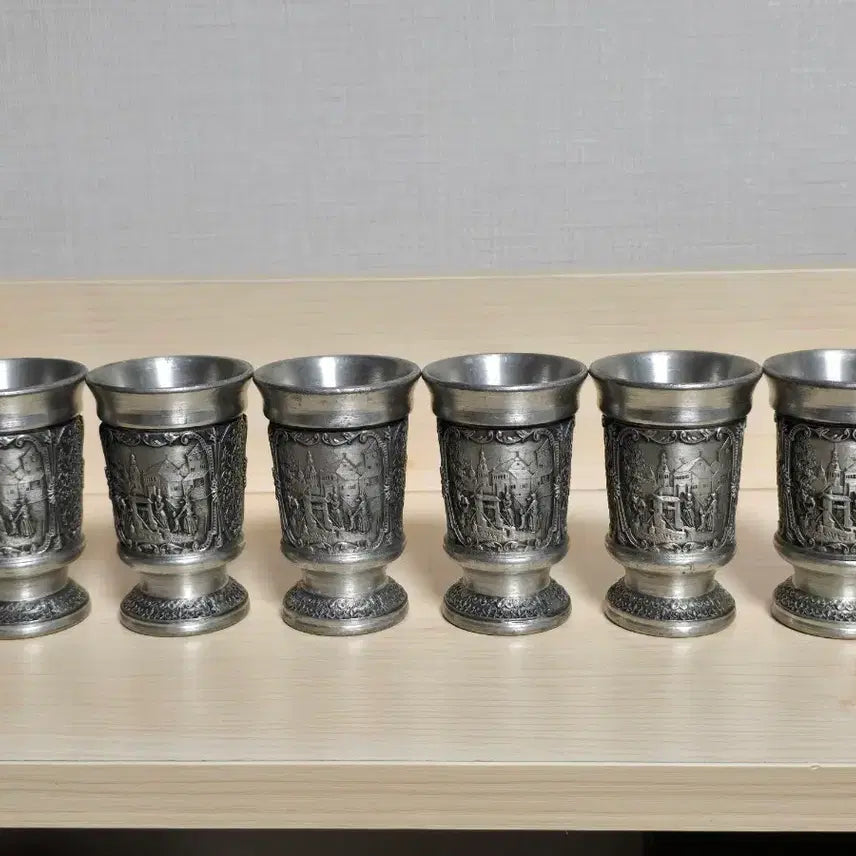 [BUNJANG] Antique Pewter Cups Set of 6 / 주석 잔 6개 세트