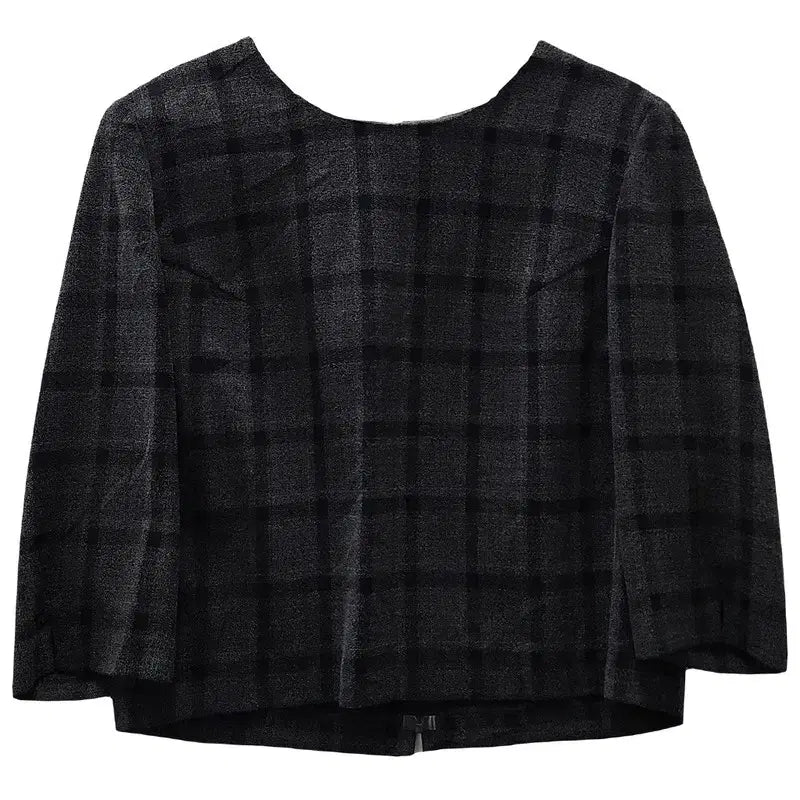 [BUNJANG] Vintage Avant-Garde Check Black Jacket Blouse / 빈티지 아방가르드 체크 블랙 자켓 블라우스