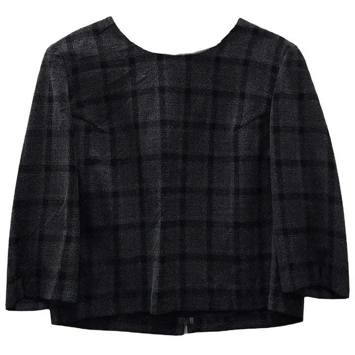 [BUNJANG] Vintage Avant-Garde Check Black Jacket Blouse / 빈티지 아방가르드 체크 블랙 자켓 블라우스