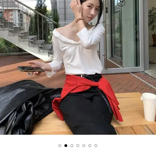 [BUNJANG] Flily Basic White 7-Sleeve T-Shirt / 플릴리 기본 화이트 7부 티셔츠