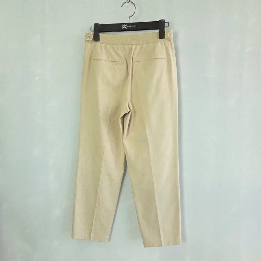 [BUNJANG] SJ SJ Beige Pinched-Tuck Slacks Pants / [SJ SJ] 뒷밴딩 베이지 핀턱 슬랙스 팬츠 한섬