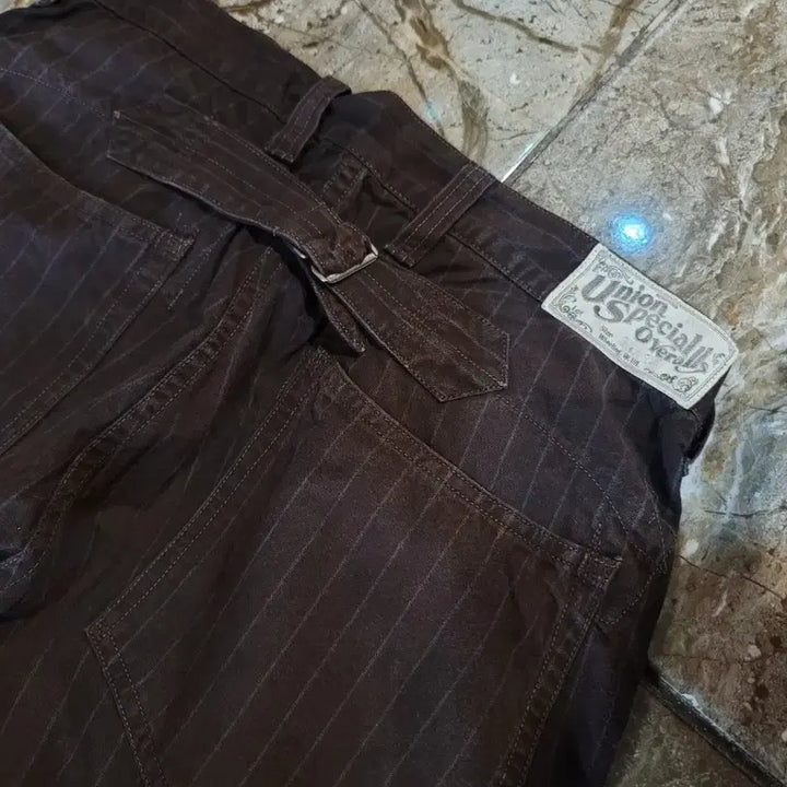 [BUNJANG] Freewheelers Double Knee Brown Pinstripe Work Pants / 프리휠러스 더블니 브라운 핀스트라이프 워크 팬츠