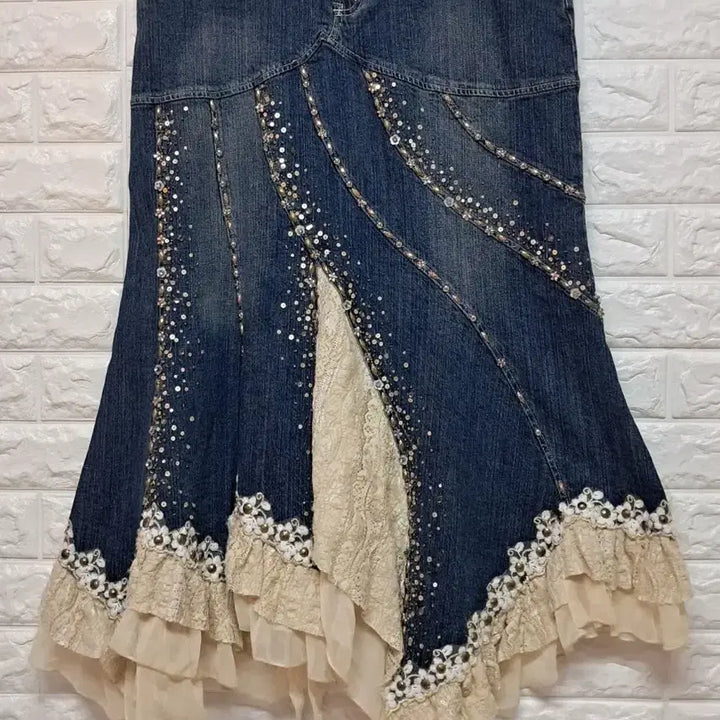 [BUNJANG] West 36th Denim Lace Long Skirt L / West 36th 데님 레이스 롱 스커트 L