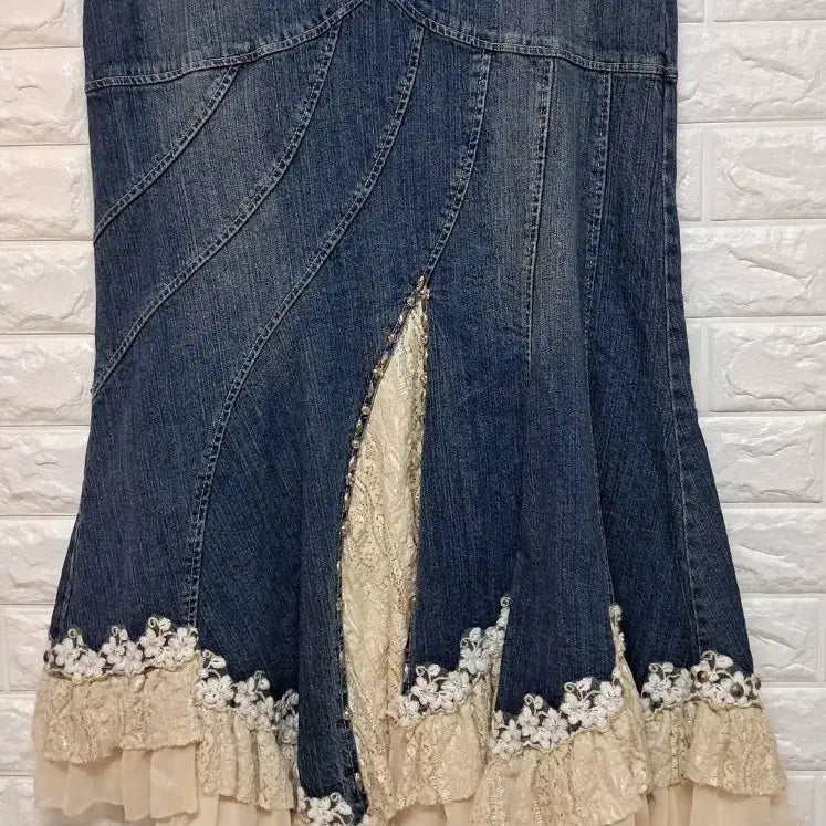 [BUNJANG] West 36th Denim Lace Long Skirt L / West 36th 데님 레이스 롱 스커트 L