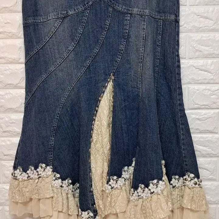 [BUNJANG] West 36th Denim Lace Long Skirt L / West 36th 데님 레이스 롱 스커트 L