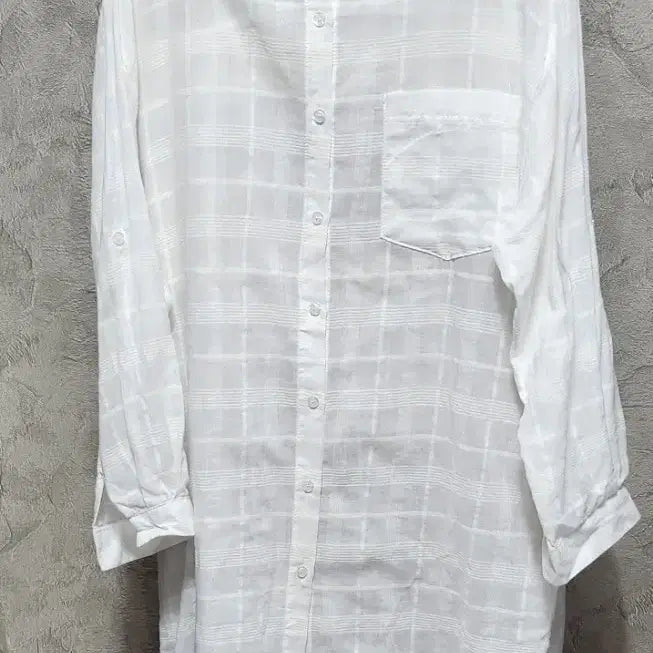 [BUNJANG] Mielie White Check Long Shirt / miieli 화이트 체크 롱 셔츠