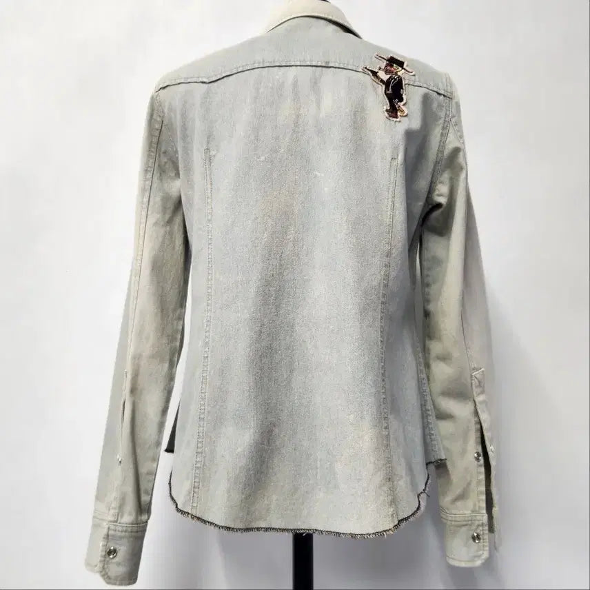[BUNJANG] GIA Vintage Western Embroidered Patch Denim Shirt Light Blue 55 / GIA 빈티지 웨스턴 자수 패치 데님 셔츠 연청 55