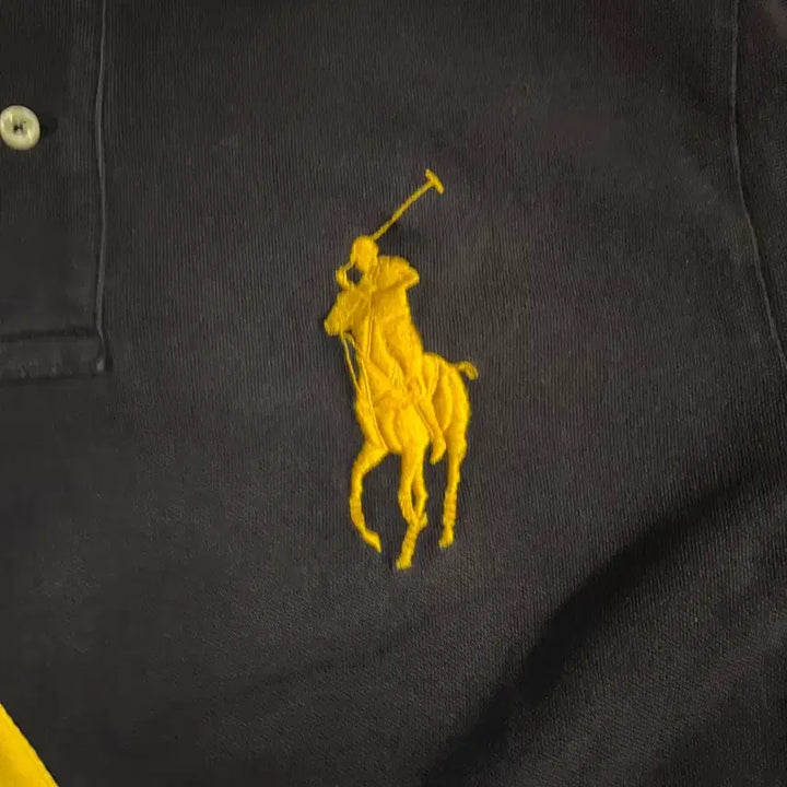 [BUNJANG] Polo Ralph Lauren Big Pony Color Block Polo Shirt - Medium / 폴로 랄프로렌 네이비 옐로우 배색 빅포니 카라티 M
