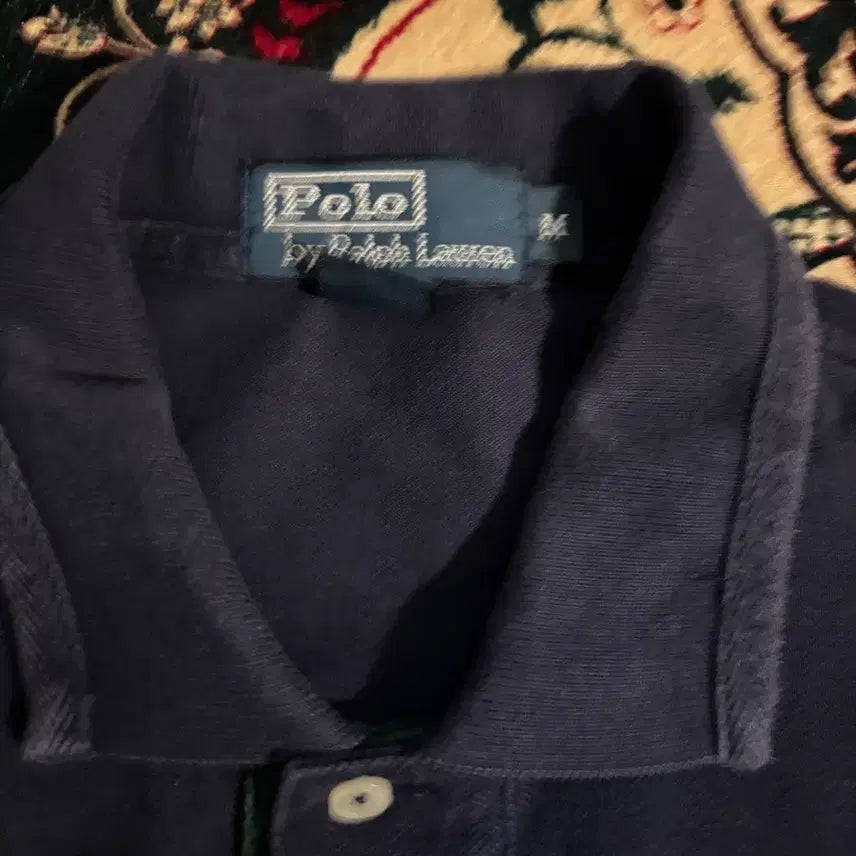 [BUNJANG] Polo Ralph Lauren Big Pony Color Block Polo Shirt - Medium / 폴로 랄프로렌 네이비 옐로우 배색 빅포니 카라티 M