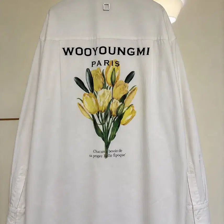 [BUNJANG] Wooyoungmi Flower Back Logo Shirt White / 우영미 플라워 백로고 셔츠