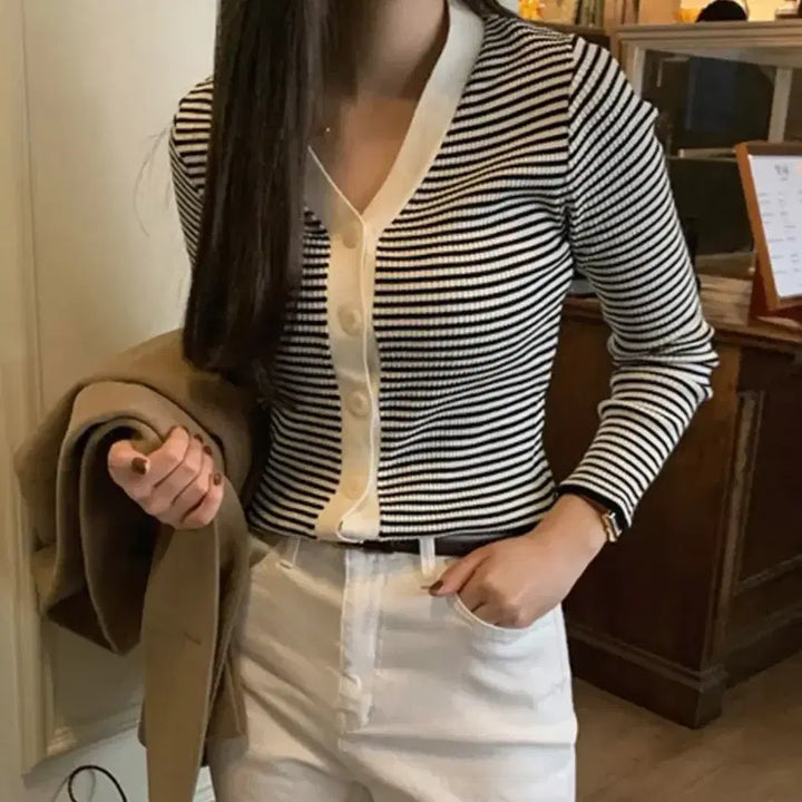 [BUNJANG] Ganaesra Stripe Cardigan / [옷장정리중] 가내스라 스트라이프 가디건 (3회미만착용)