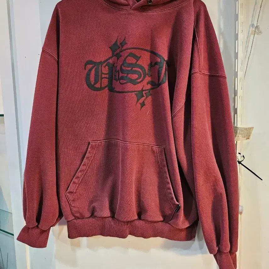 [BUNJANG] Urban Stuff Vintage Burgundy Hoodie / <만원빈티지>어반스터프 빈티지 스타일 버건디 후드티