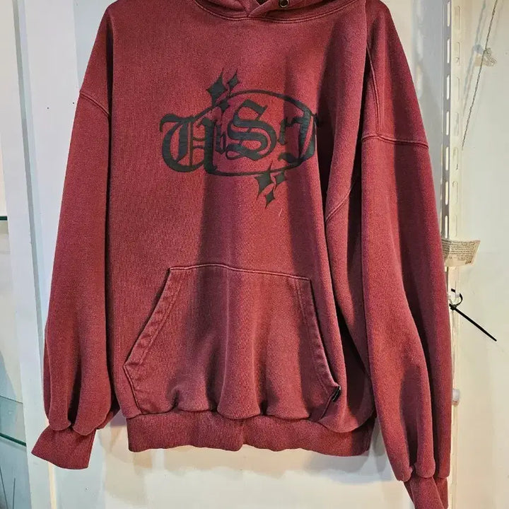 [BUNJANG] Urban Stuff Vintage Burgundy Hoodie / <만원빈티지>어반스터프 빈티지 스타일 버건디 후드티