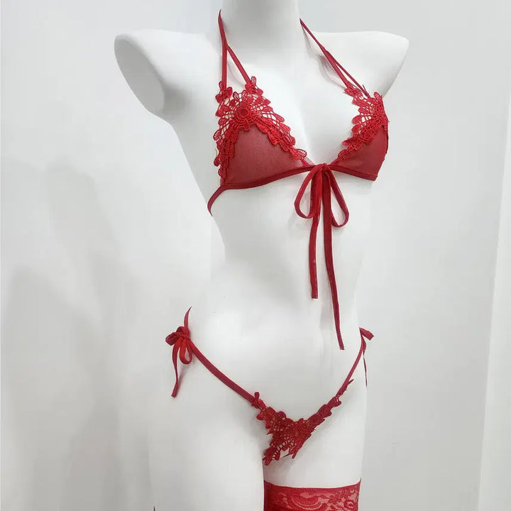 [BUNJANG] Sexy Bra and Panty Set - Red / [바로배송]섹시 브라 티팬티 세트 란제리 레드