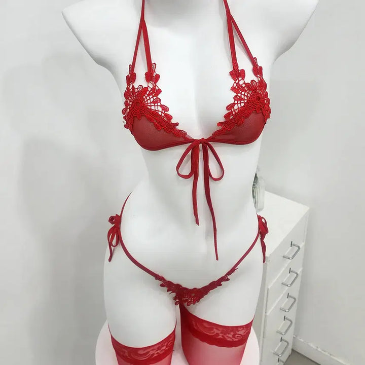 [BUNJANG] Sexy Bra and Panty Set - Red / [바로배송]섹시 브라 티팬티 세트 란제리 레드