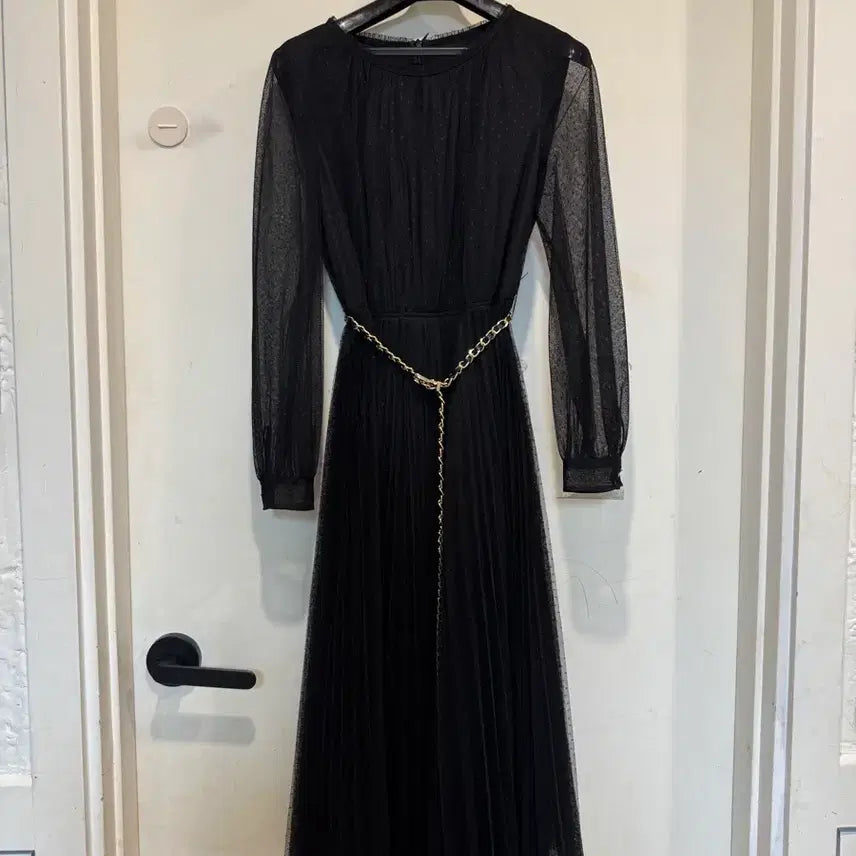 [BUNJANG] Jigotte Black Dot Sheer Dress / 지고트 블랙 도트 샤 원피스
