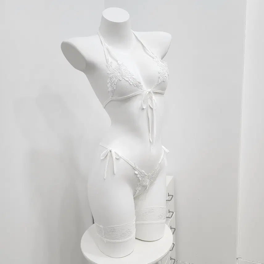 [BUNJANG] White Bra and Panty Set Lingerie / [바로배송]섹시 브라 티팬티 세트 란제리 화이트
