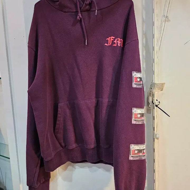 [BUNJANG] FM Purple Cassette Printing Hoodie / <만원빈티지>FM 보라색 카세트 프린팅 후드티