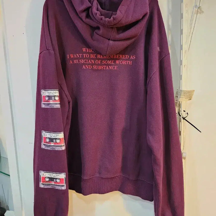 [BUNJANG] FM Purple Cassette Printing Hoodie / <만원빈티지>FM 보라색 카세트 프린팅 후드티