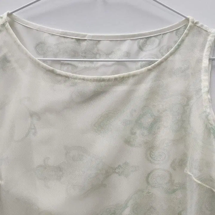 [BUNJANG] Fairy Paisley Mesh See-through Cream Dress (Size S) - Made in Japan / 페어리 페이즐리 메쉬 시스루 크림 원피스 S MADE IN JAPAN