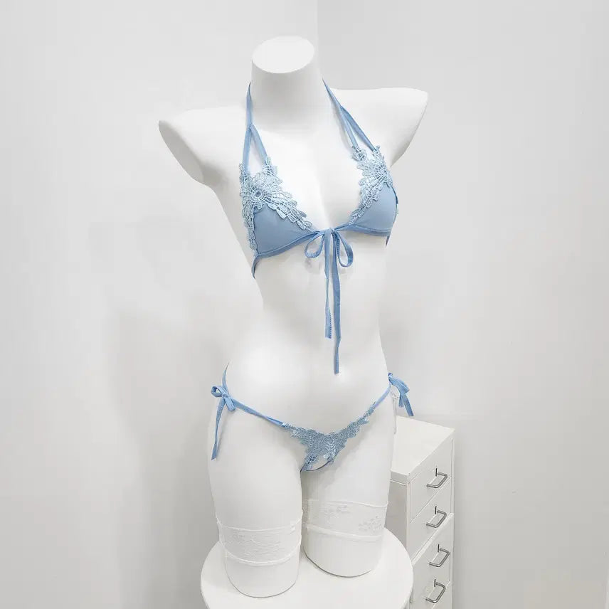 [BUNJANG] Sexy Bra and Panty Set - Sky Blue / [바로배송]섹시 브라 티팬티 세트 란제리 -스카이블루
