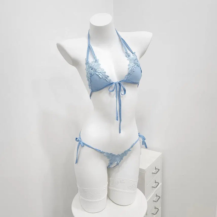 [BUNJANG] Sexy Bra and Panty Set - Sky Blue / [바로배송]섹시 브라 티팬티 세트 란제리 -스카이블루