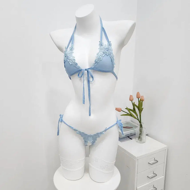 [BUNJANG] Sexy Bra and Panty Set - Sky Blue / [바로배송]섹시 브라 티팬티 세트 란제리 -스카이블루