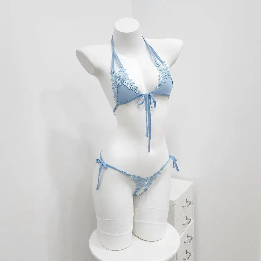 [BUNJANG] Sexy Bra and Panty Set - Sky Blue / [바로배송]섹시 브라 티팬티 세트 란제리 -스카이블루