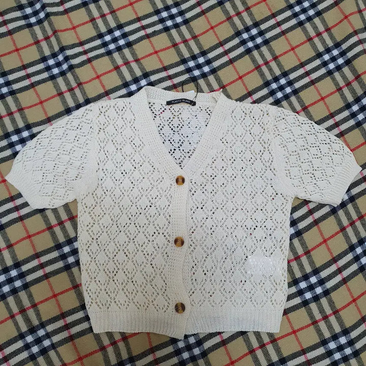 [BUNJANG] Plastic Island Short Sleeve Knit Cardigan / 주-6 플라스틱아일랜드 반팔니트 가디건