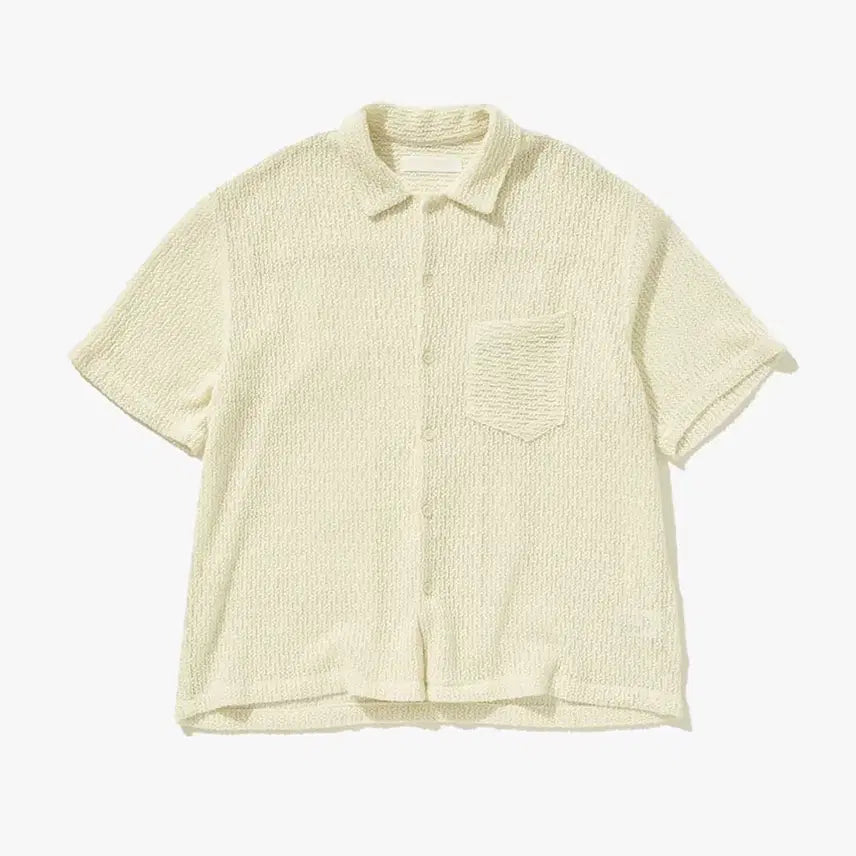 [BUNJANG] Plac Lace Open Short Sleeve Collar Shirt / [플랙] 레이스 오픈 반팔 카라 셔츠