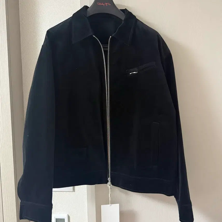[BUNJANG] STU Velvet Zip-Up Jacket Black L / (새상품) 에스티유 stu 벨벳 집업 자켓 블랙 L 사이즈