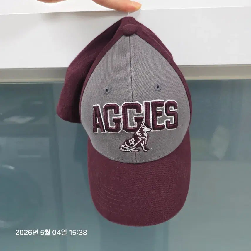 [BUNJANG] Aggies Curved Brim Baseball Cap Burgundy/Gray / Aggies 캡모자 버건디/회색